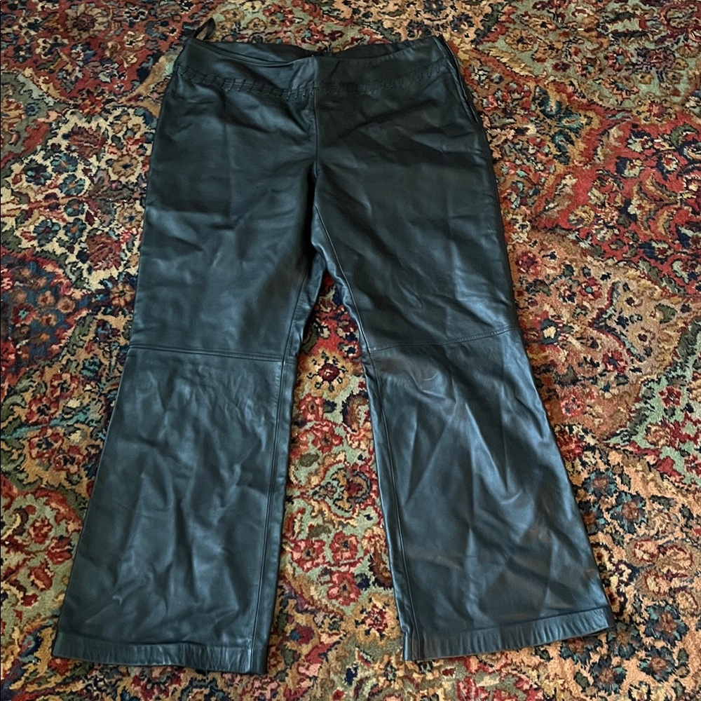 bebe Black Leather Boot Cut Pants with side zipper 
36” waist, 27” inseam
